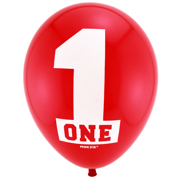 Red Number 1 Printed Latex Balloons (8) at Birthday Direct