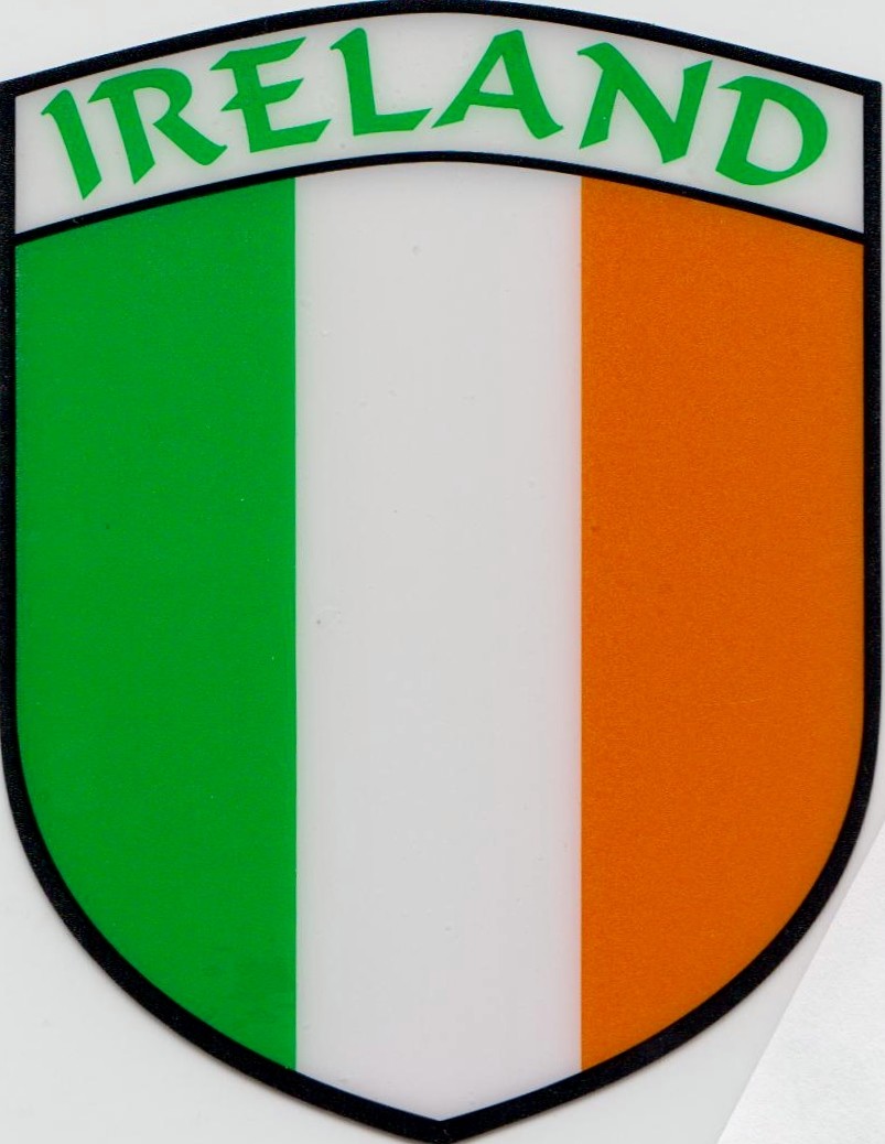 Ireland Flag Car Sticker - Shield Self Cling
