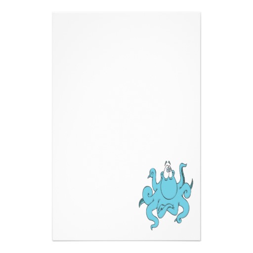 cool blue octopus cartoon character personalised stationery ...