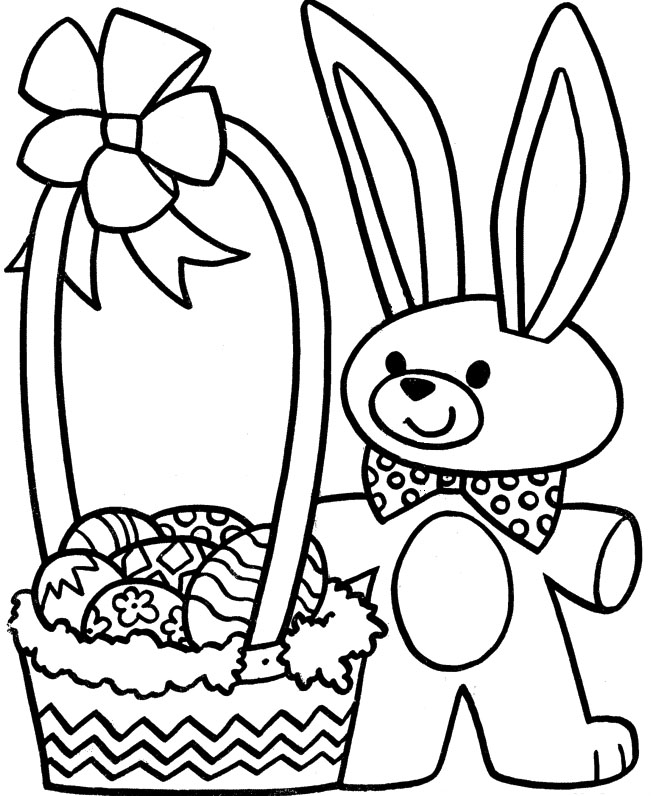 Little Rabbit With Easter Egg Basket Coloring Pages - Easter ...