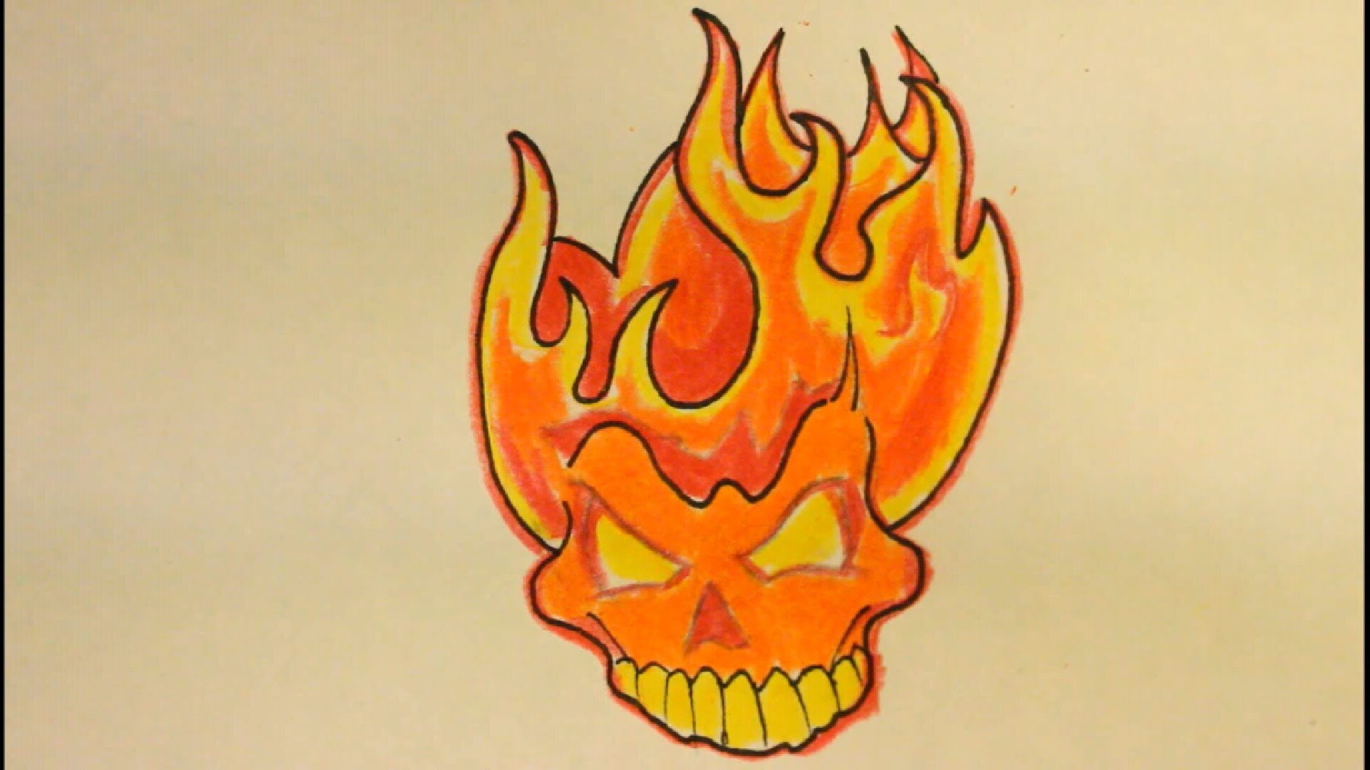 How To Draw A Skull On Fire| With Flames|Easy| For Beginners - YouTube