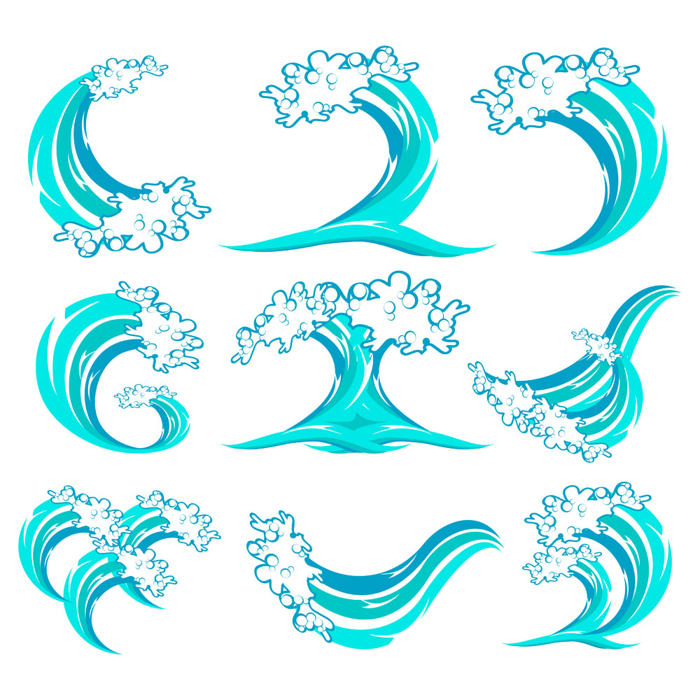 Blue waves graphics vector Free Vector / 4Vector