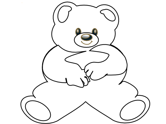 12932 3319 Bear Black White Line Teddy Bear Animal Art Coloring ...