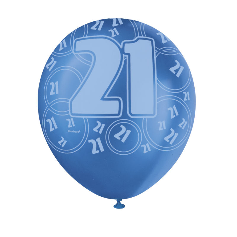Happy 21St Birthday Balloons Blue 6 Pack | Hobbycraft