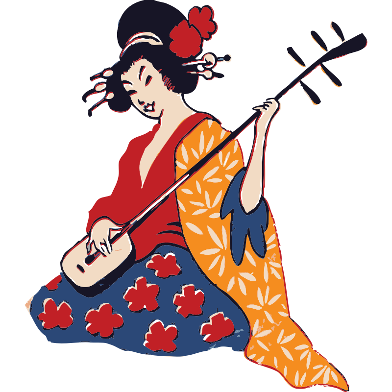 Clipart - geisha playing shamisen