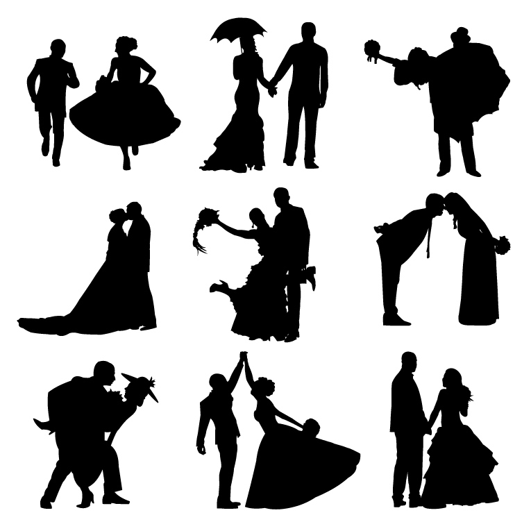 Bride And Groom Cartoon Silhouette Images & Pictures - Becuo