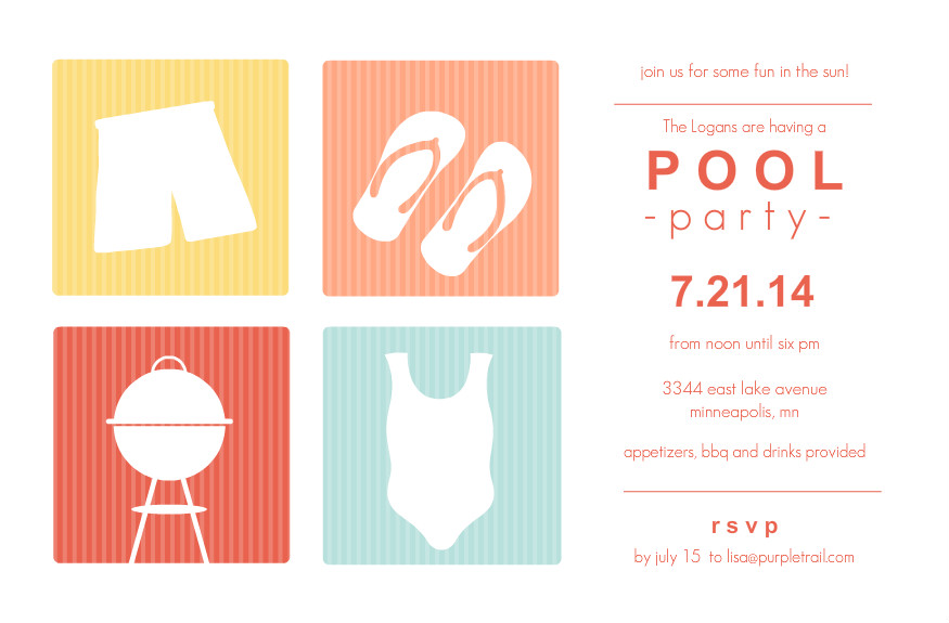 Pool Party Invites Templates | Purple Trail