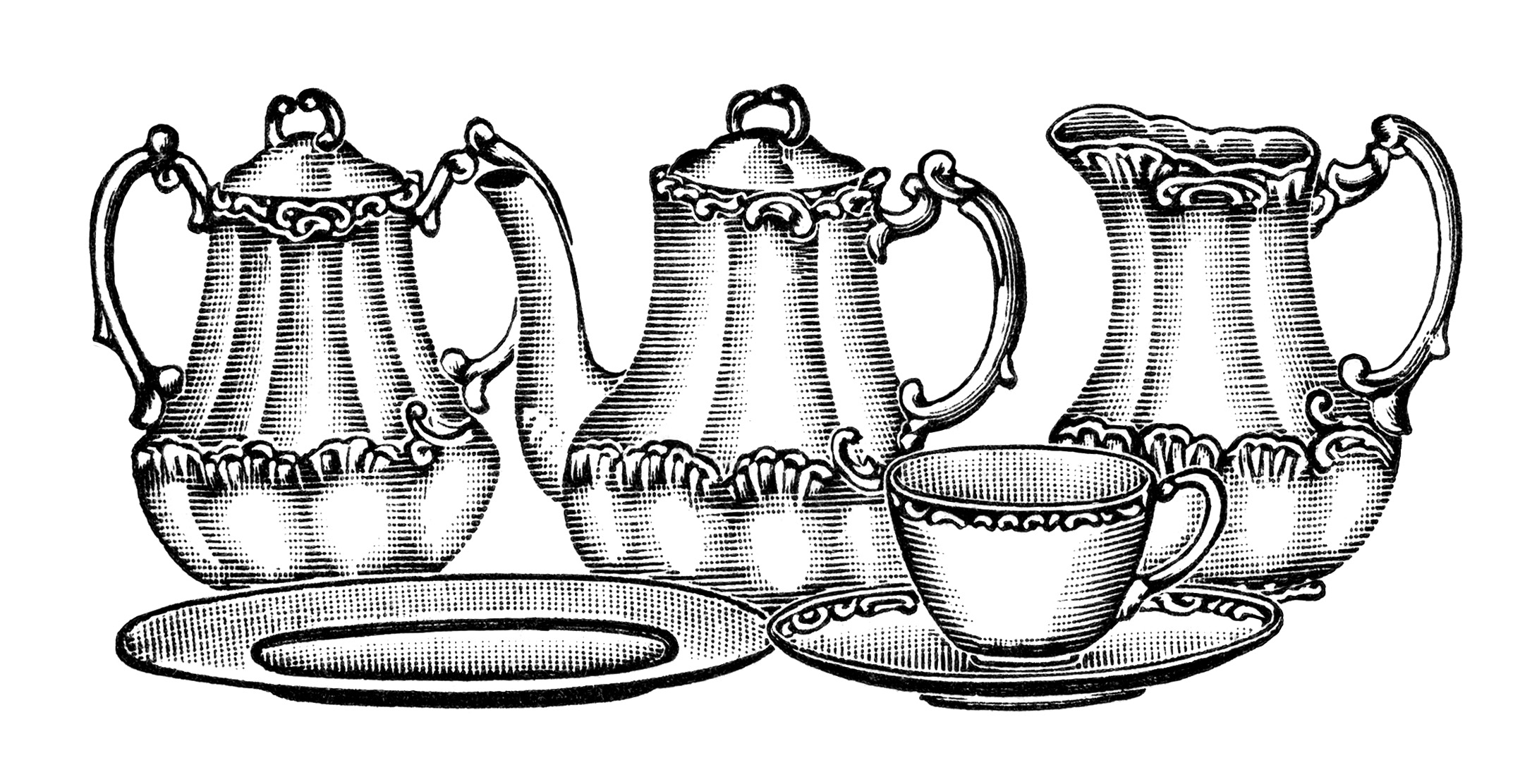 Free Vintage Image Tea Set Clip Art | Old Design Shop Blog