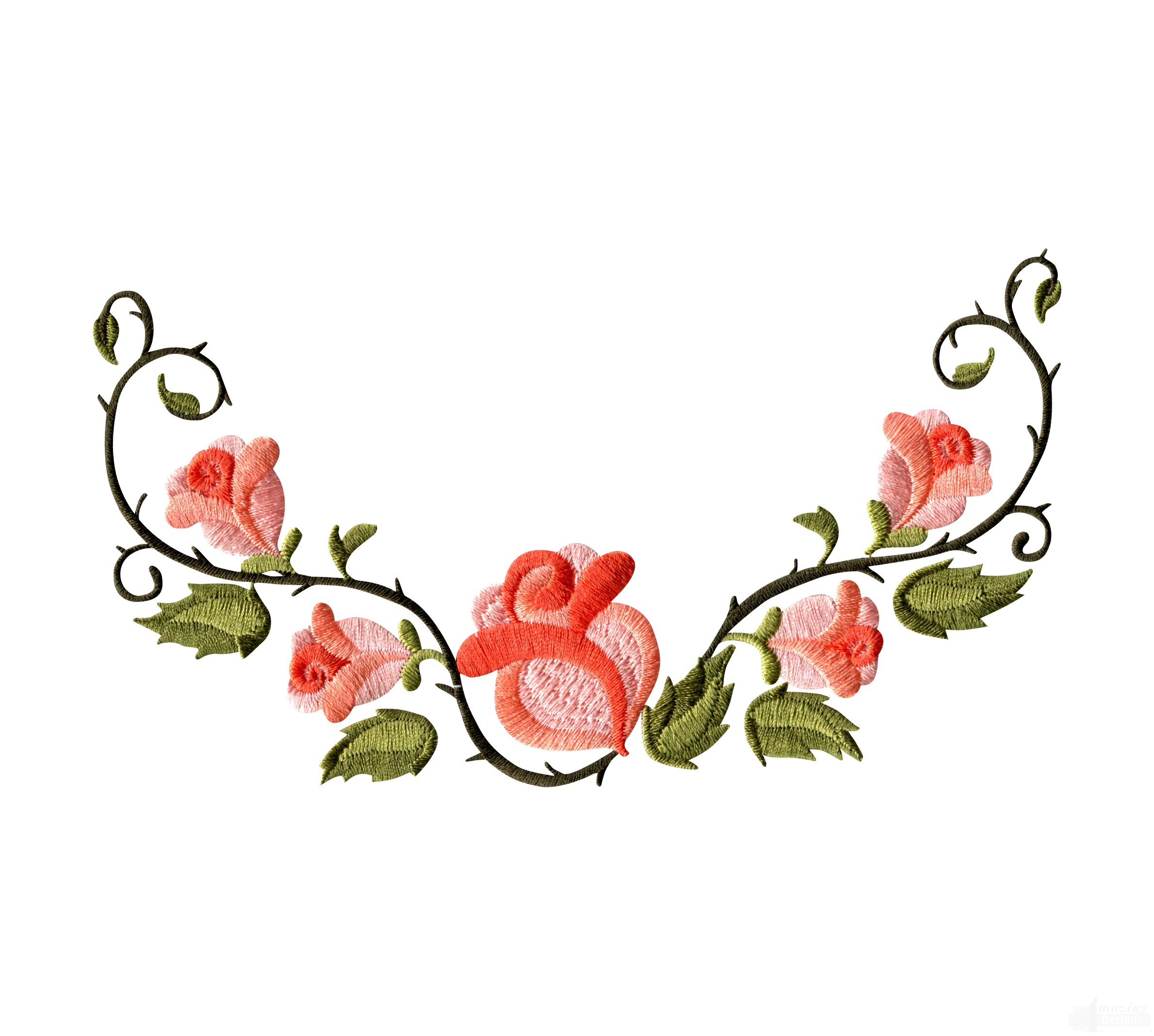 Rose Floral Border 1 Embroidery Design