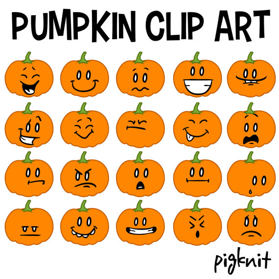 Pumpkin Clip Art Pumpkin Emoticons Pumpkin Faces by pigknit