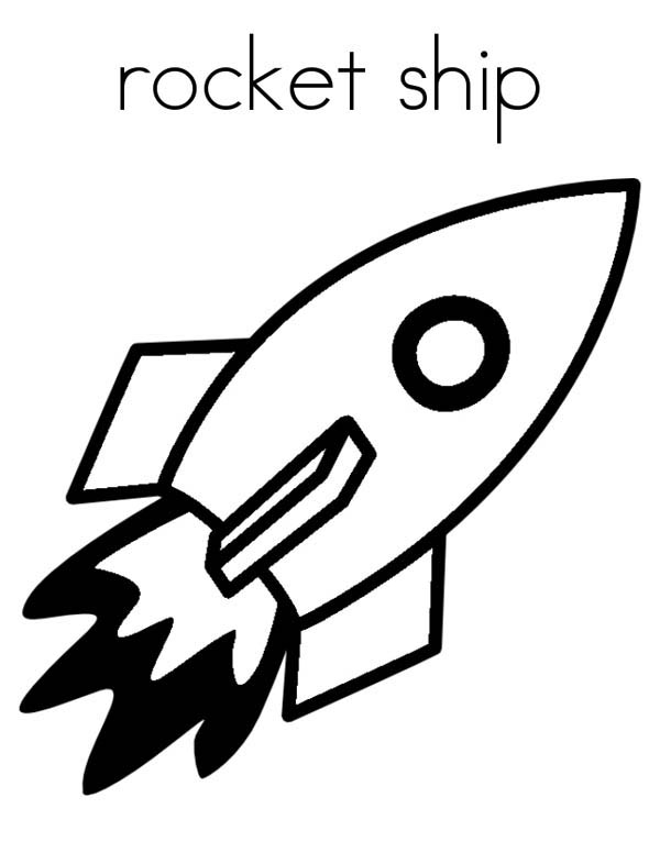 kids learning websites: Rocket Ship Outline Coloring Page - rocket