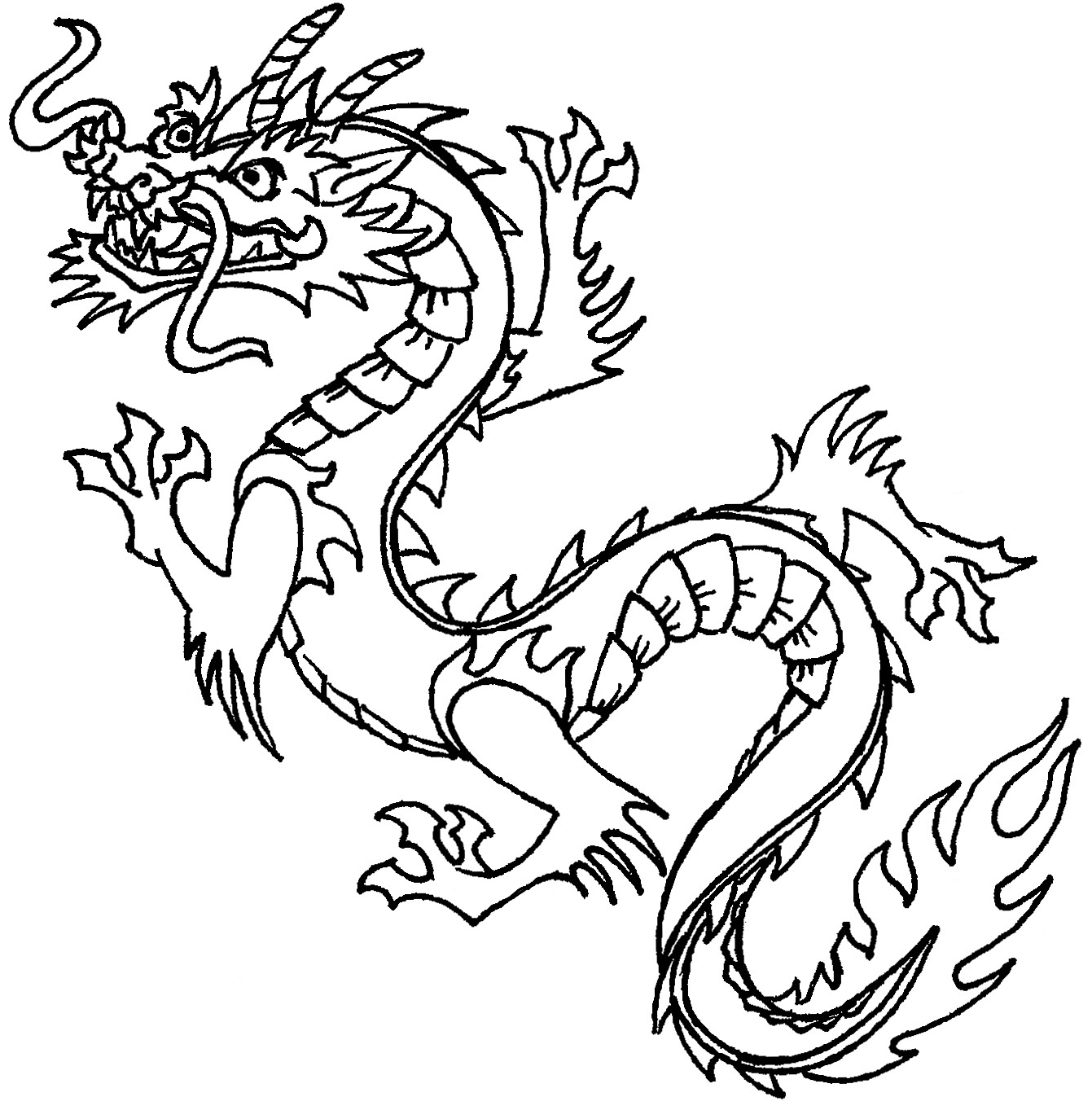 Easy Dragon Drawings Black And White - ClipArt Best