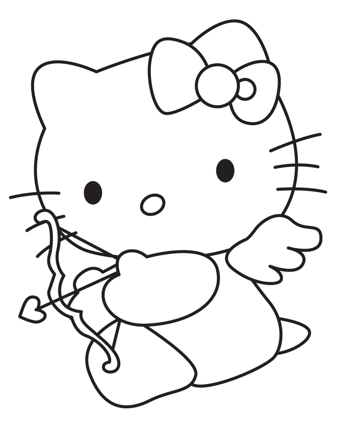 Hello Kitty Cupid For Valentines Day Coloring Page | Free ...