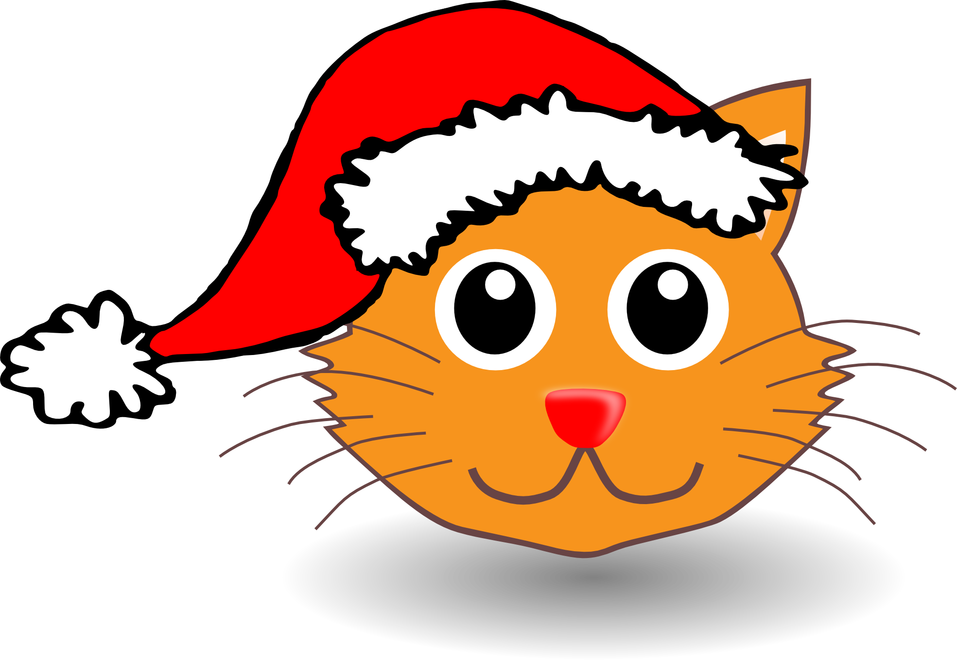 Clip Art: Cat 1 face with Santa Hat Christmas ... - ClipArt Best ...