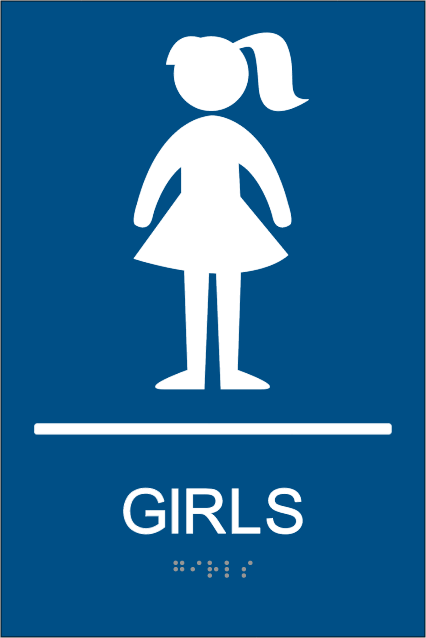 ADA Girls Restroom Signs With Braille Girls Braille Bathroom Signs ...