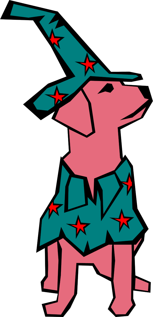 Dog Sitting Wearing Tall Hat - vector Clip Art
