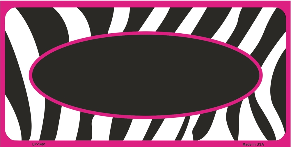 Black | White Zebra | Pink Border | Black Center Oval Vanity Metal ...