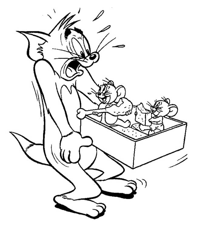 Tom and Jerry Coloring Pages : Tom Shocked See Two Jerry Coloring ...