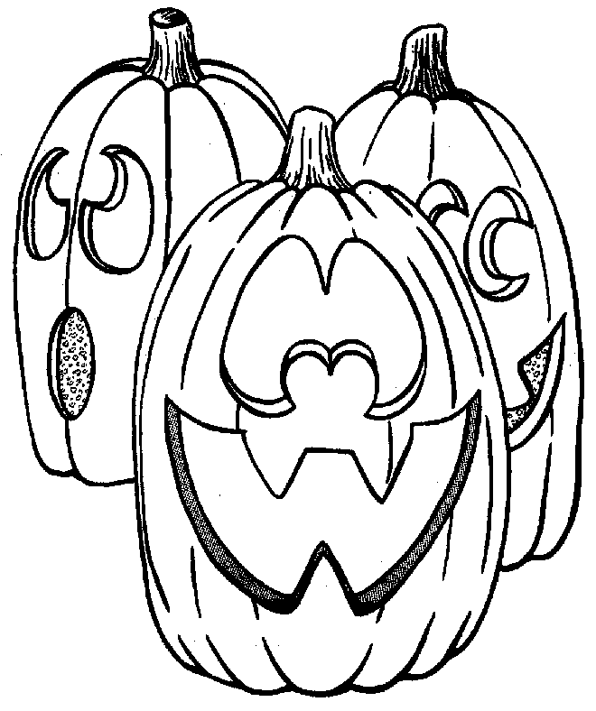 Coloring & Activity Pages: Three Jack-O-Lanterns Coloring Page
