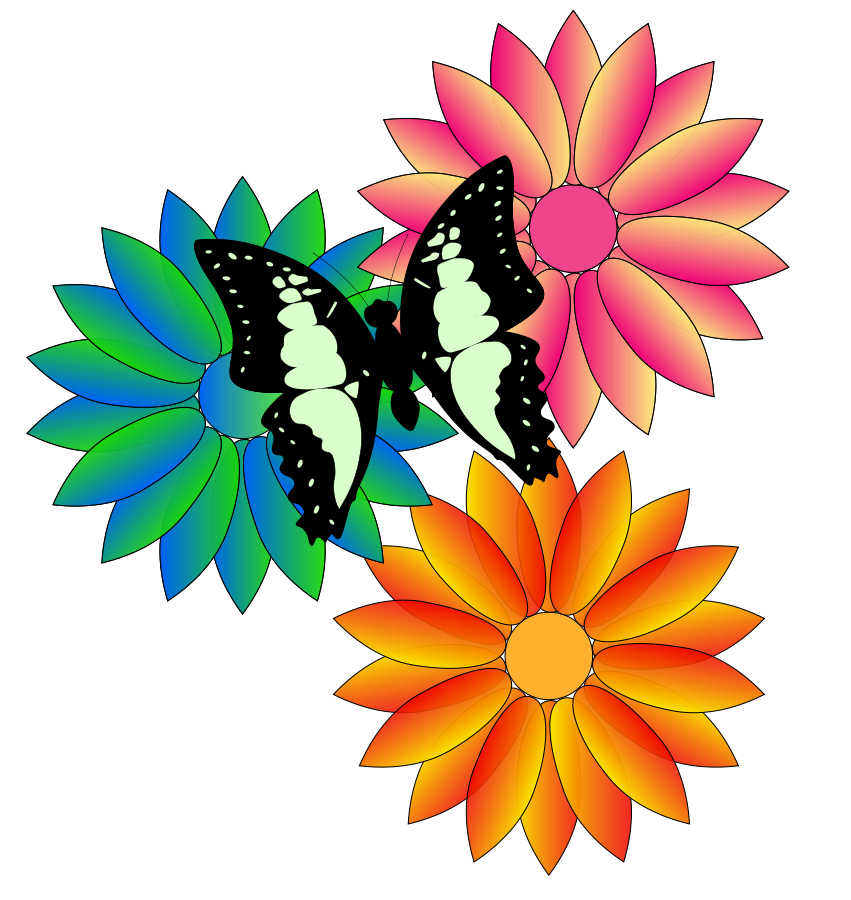 butterfly and flowers medium 600pixel clipart, vector clip art ...