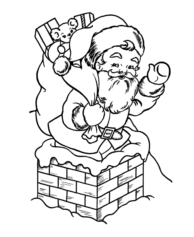 Santa Claus Coloring Pages - Santa Claus out of the Chimney ...