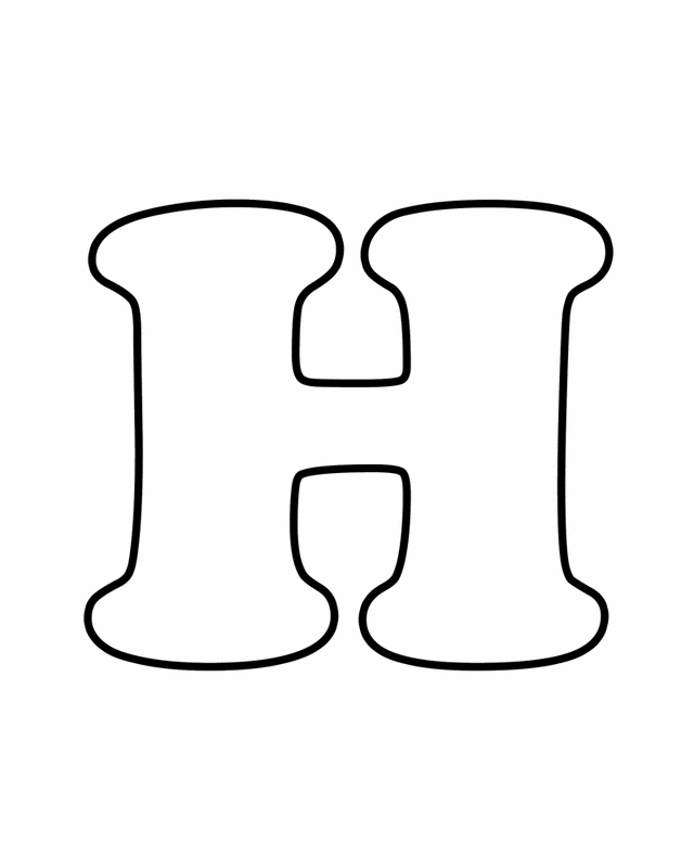 Free coloring pages of bubble the letter h