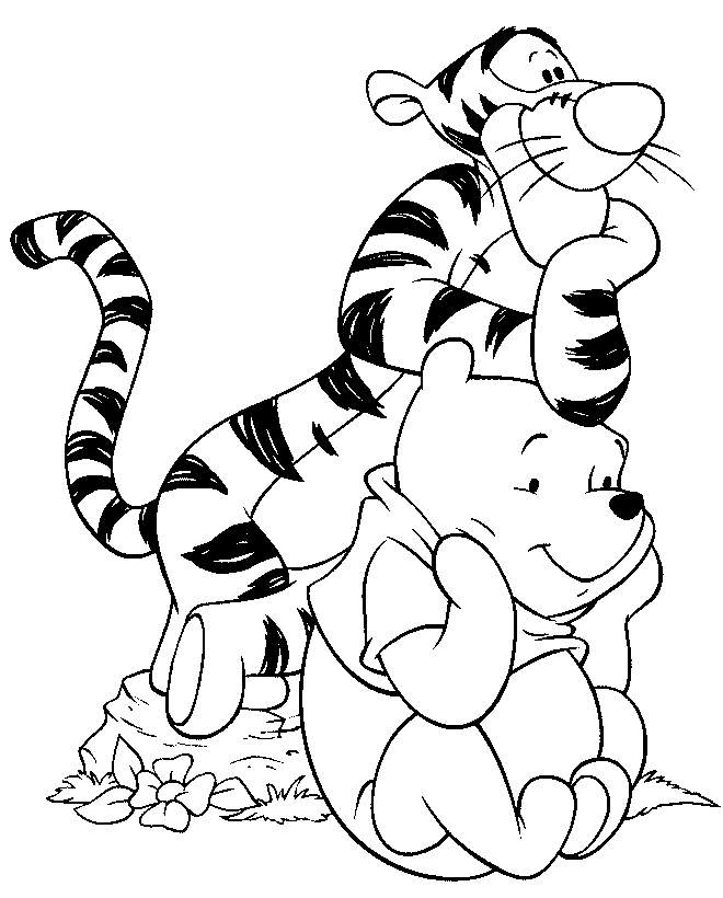 Disney cartoon coloring picture of pooh bear with friend tiger for ...