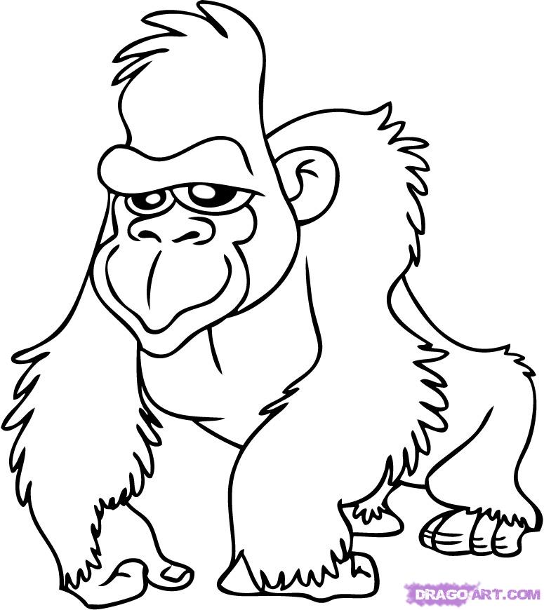 gorilla drawing cartoon