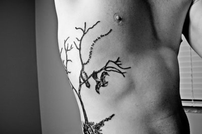 Black And White Tree Tattoo On Side | Tattoobite.com