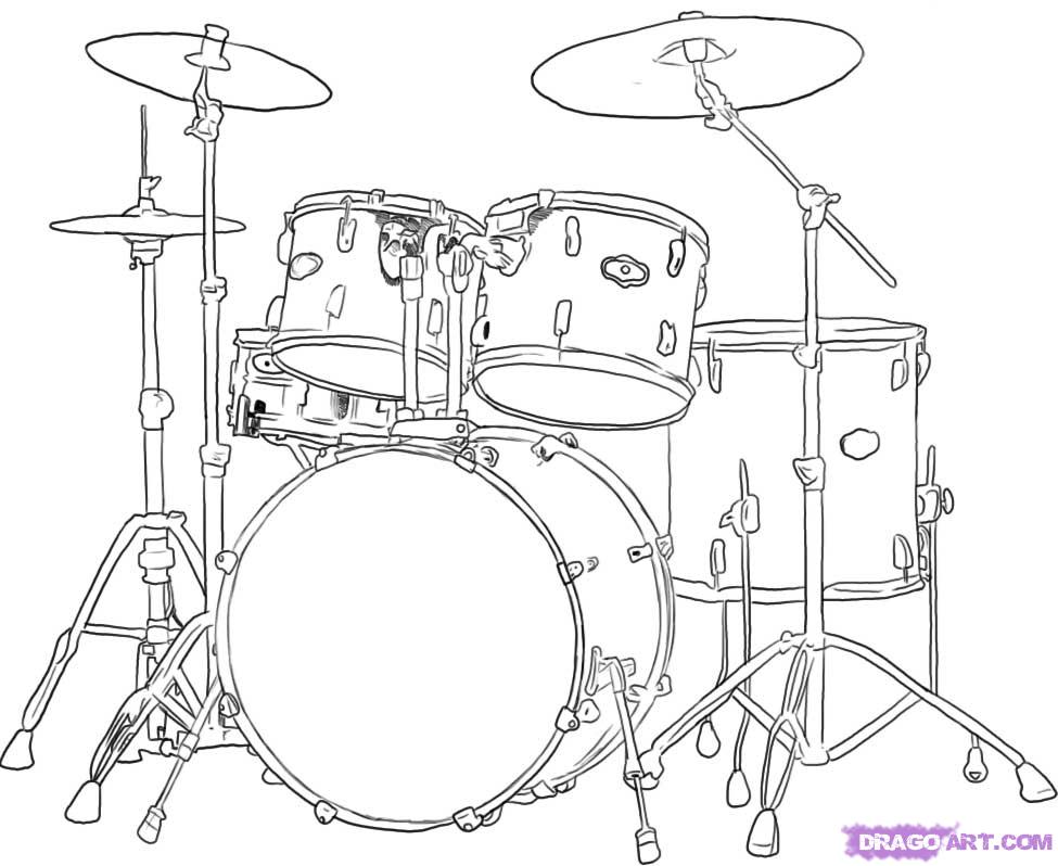 How To Draw Drums, Step by Step, Percussion, Musical Instruments ...