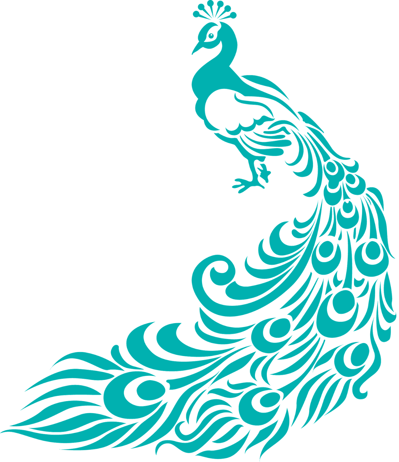 Simple Colorful Peacock Drawing - Cliparts.co