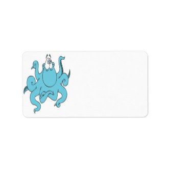 Wedding Labels - Cool Blue Octopus Cartoon Character Personalized ...