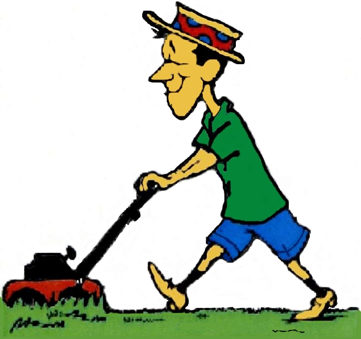 Cartoon Man Mowing Lawn Clipart - Free Clip Art Images