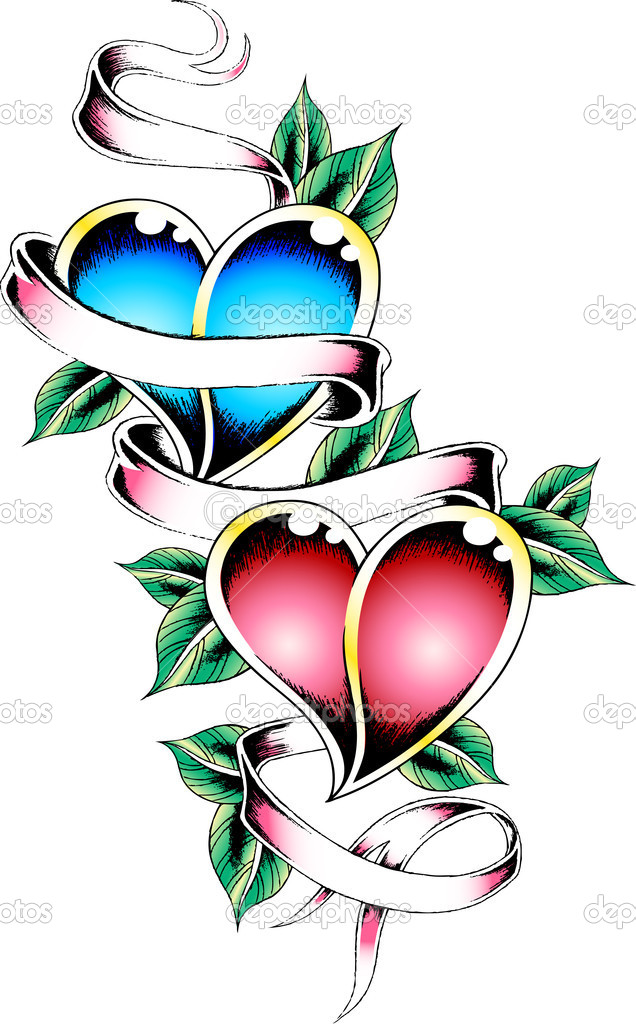 double-heart-with-banner- ...