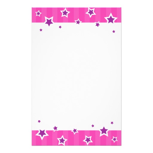 Girly stationery with purple stars and pink border | Zazzle