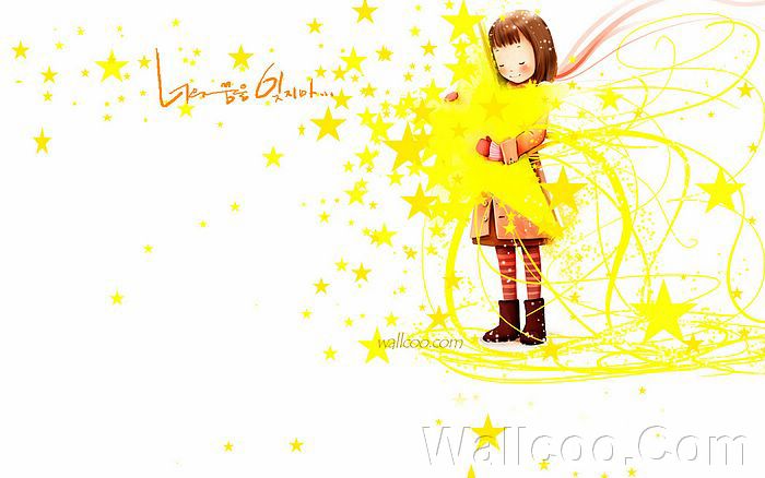 Art Illustration : Cute Cartoon Little Girl 24 - Wallcoo.net