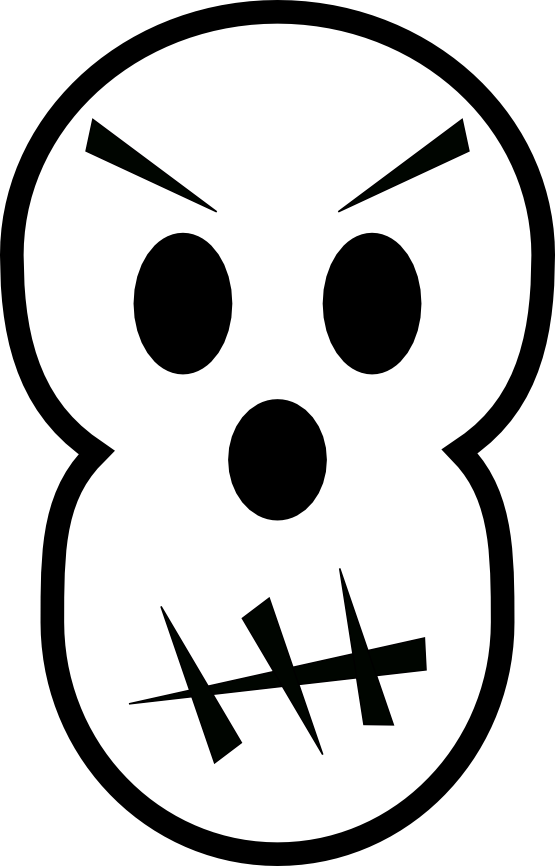clipartist.net » Clip Art » Angry Black White Skull Bones ...