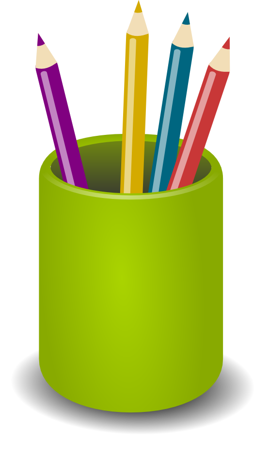 Free Pen Holder with Pencils Clip Art