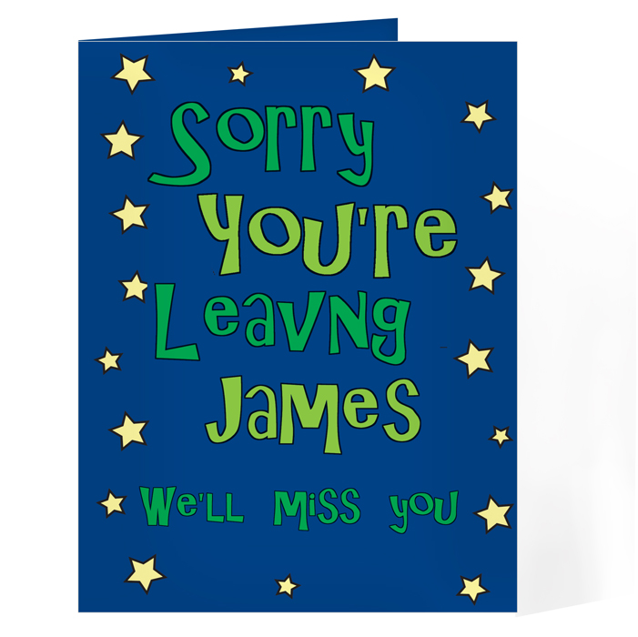 Sorry Your Leaving Card Personalised Card- Blue Stars