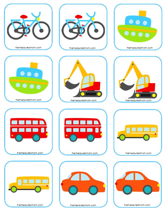 Free Matching Memory Game for Kids: Transportation! - The Measured Mom