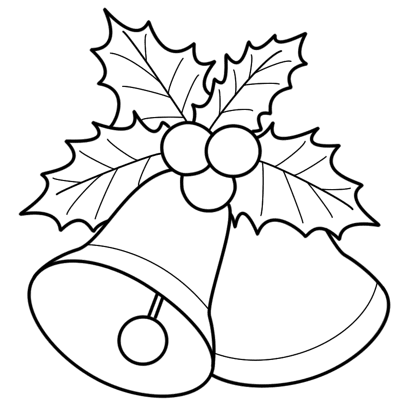 Bells with Mistletoe - Coloring Page (Christmas)