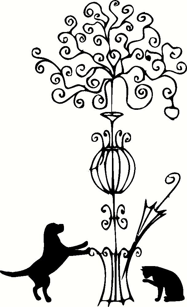 Vintage Coat Rack Tree with Dog and Cat vinyl wall decal graphic ...