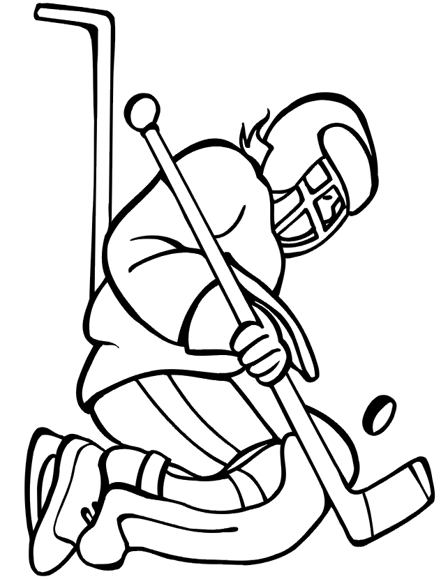 Hockey Coloring Page | Goalie Kneeling