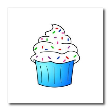 Amazon.com: 3dRose ht_43139_1 Yummy Blue Cupcake Cartoon White ...