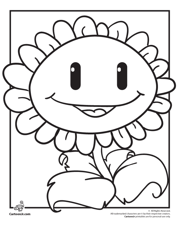 Plants Vs. Zombies Coloring Pages Zombie Fighting Sunflower ...