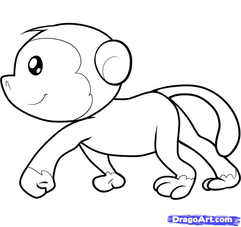 How to Draw a Monkey for Kids, Step by Step, Animals For Kids, For ...