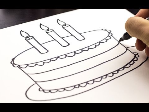 How To Draw A Birthday Cake - YouTube