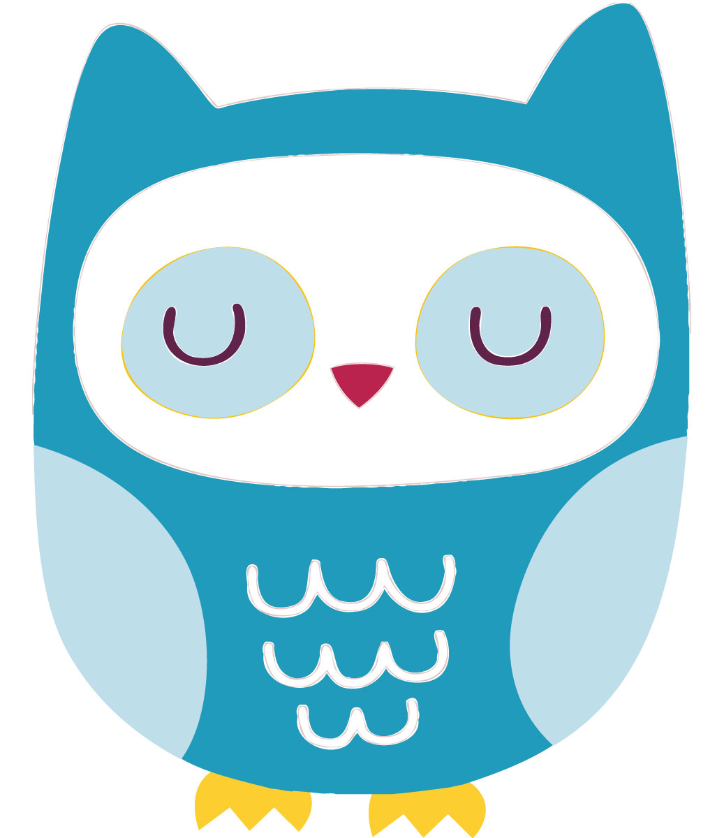 Cute Blue Owl Wall Stickers - Totally Movable and Reusable
