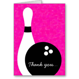 Bowling Pink Pin Thank You Cards, Bowling Pink Pin Thank You Card ...