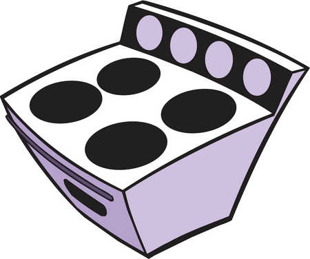 Stock Illustration - A cartoon drawing of a stove